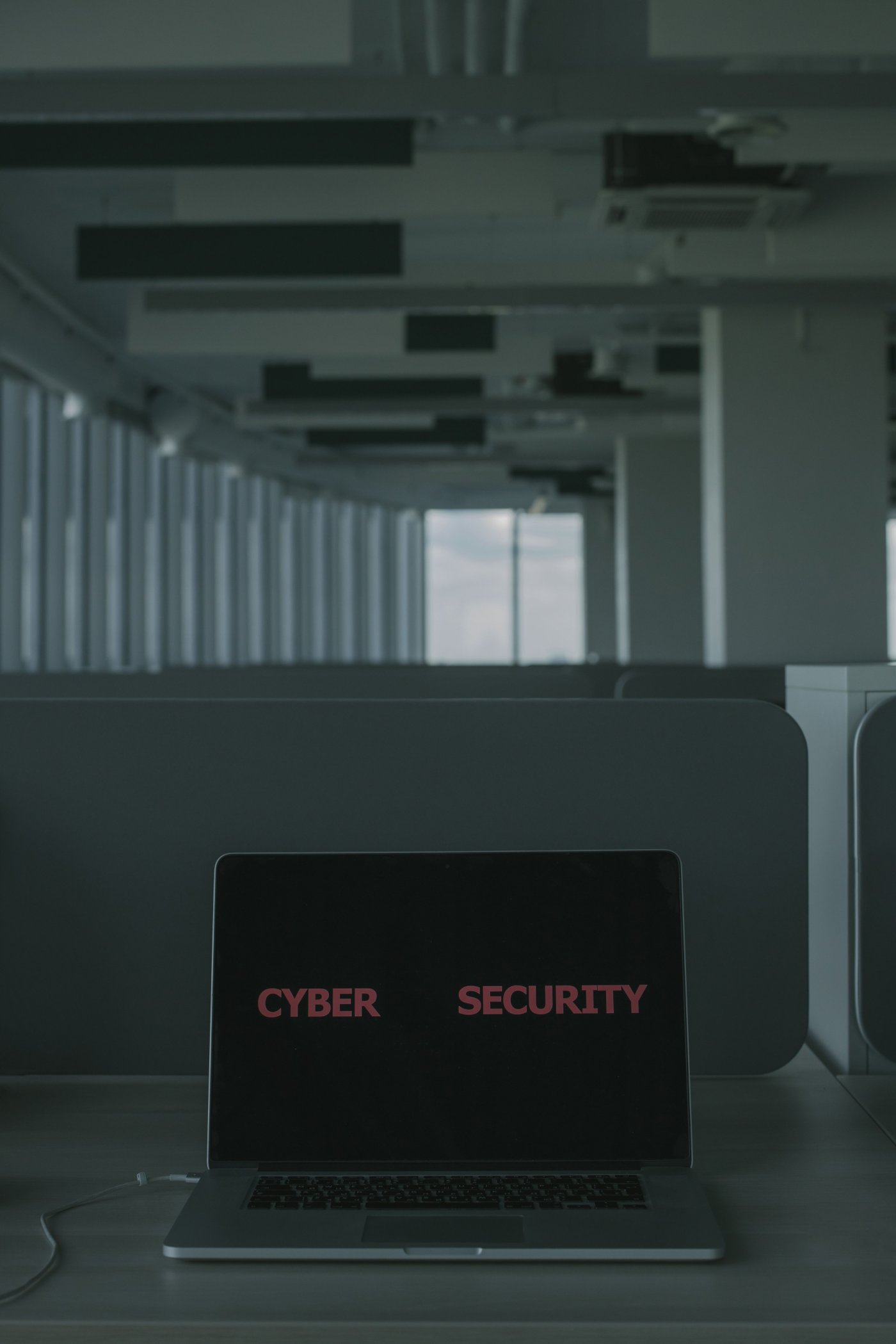 A laptop screen showing cyber security protection