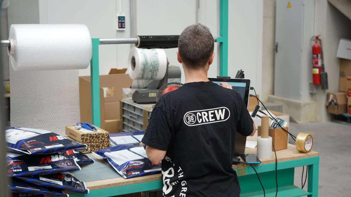 Warehouse staff conducting a stock check